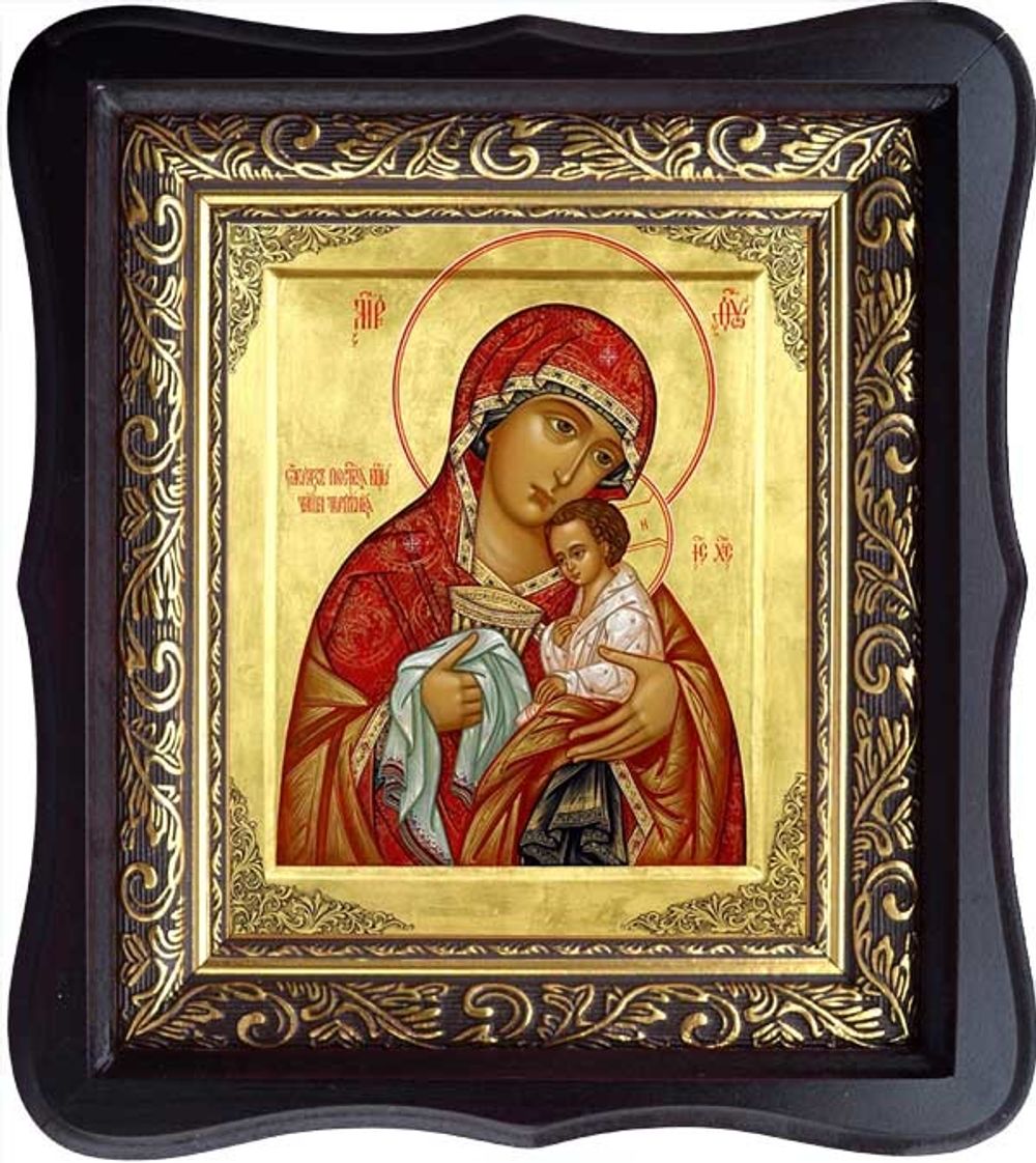 Чаша терпения. Икона Божьей Матери на холсте в киоте.