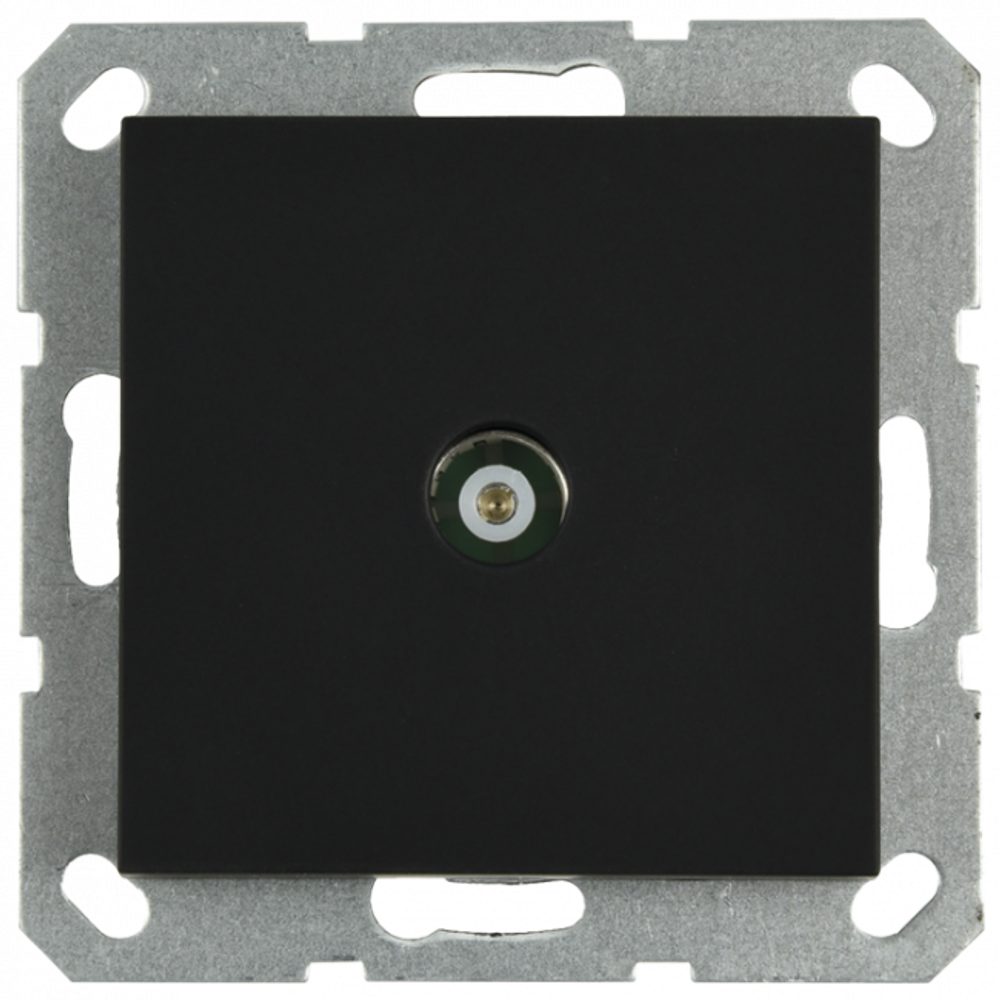 Розетка TV Φ9.5mm проходная с накладкой, цвет черный матовый (soft touch)