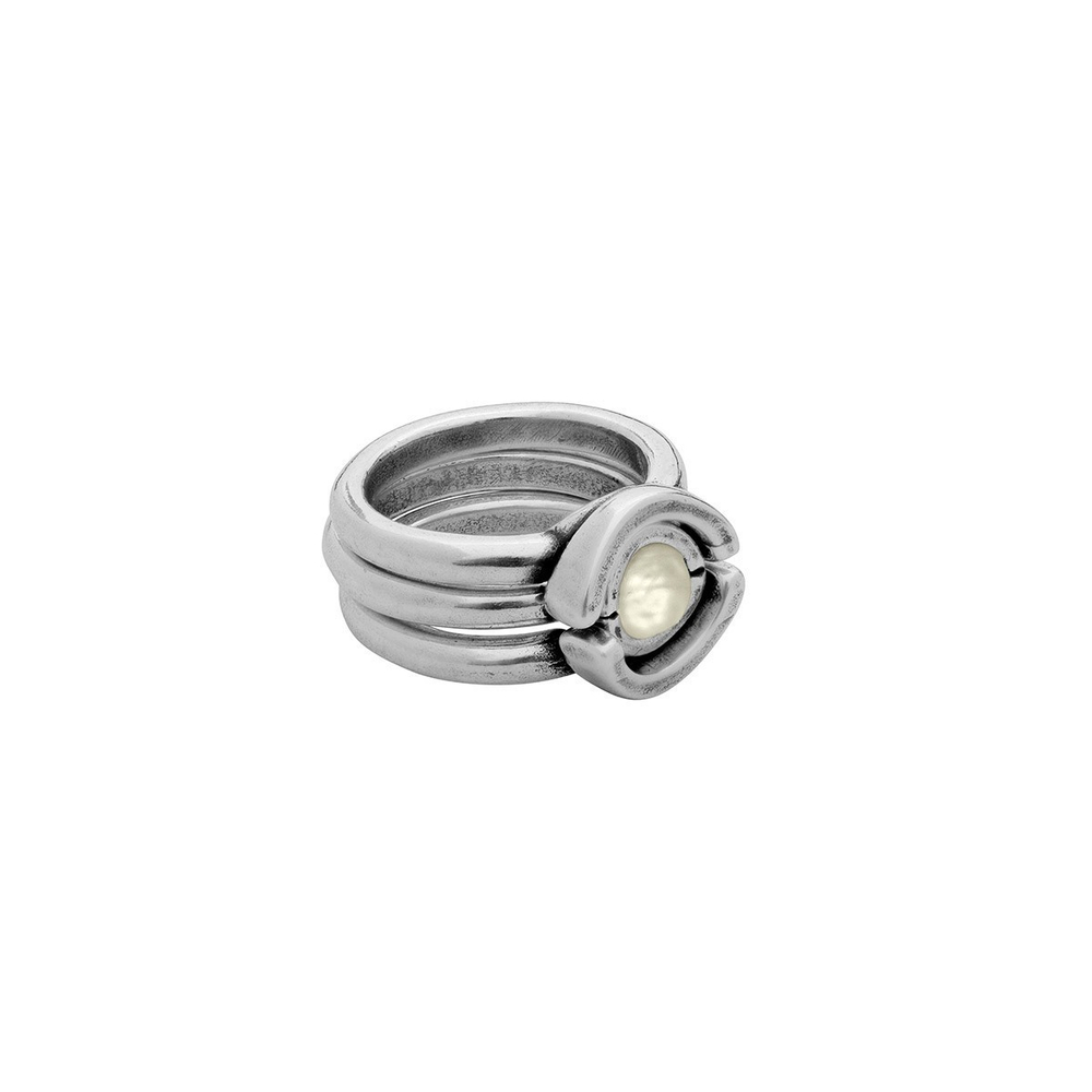 Набор из трех колец Ciclon Unique 18 мм с жемчугом Swarovski и покрытием серебром K211502-40-3 BW/S