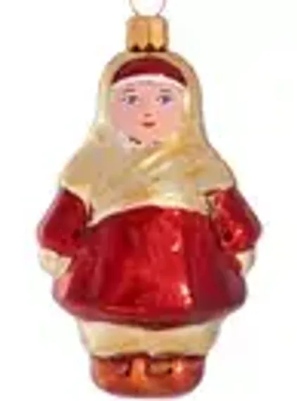 Елочное украшение Девочка в платке 83 мм., стекло, Ёлочка (С2358)