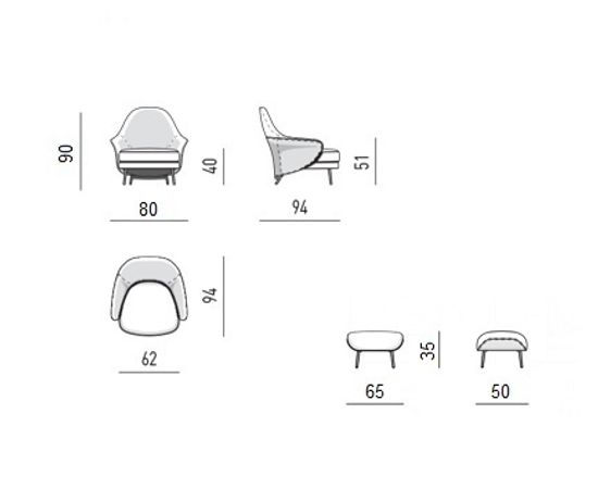 Кресло с оттоманкой Angie