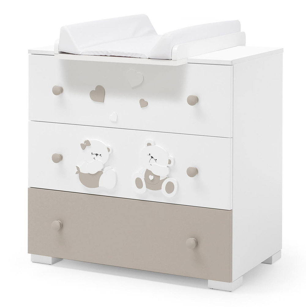 Тумба с пеленальным столиком Erbesi Mirtillo белый/песочный