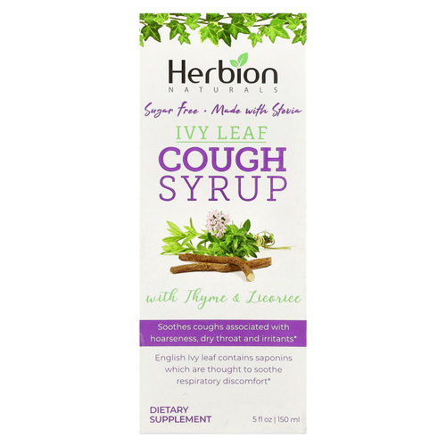 Herbion Naturals, Naturals, сироп от кашля из листьев плюща с чабрецом и солодкой, без сахара, 150 мл (5 жидк. унц.)