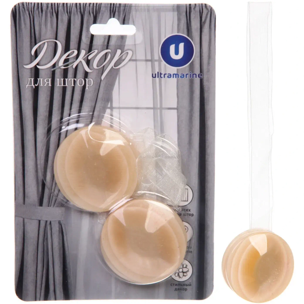 Подхват для штор на магните «Блеск бежевыйй» 4см 0818