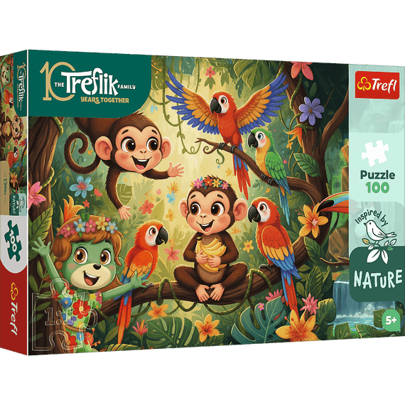 Pazl \ Puzzle \ Пазлы Puzzles - "100" Inspired By Nature - Monkeys and friends / KAZSTUDIO SA The Treflik Family