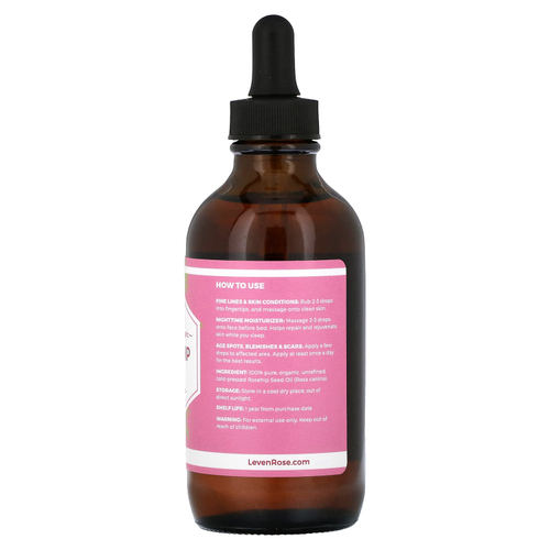 Leven Rose, 100% чистое и органическое масло шиповника, 118 мл (4 жидк. унц.)
