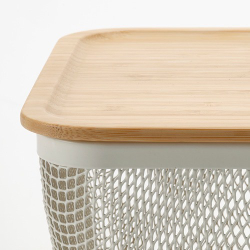 IKEA 365+ Корзина с крышкой 32x21x13 см, металл/бамбук белая