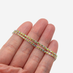 Стразовая цепь дуохромная, 2мм, желтый кристалл с желтым напылением в серебристых цапах