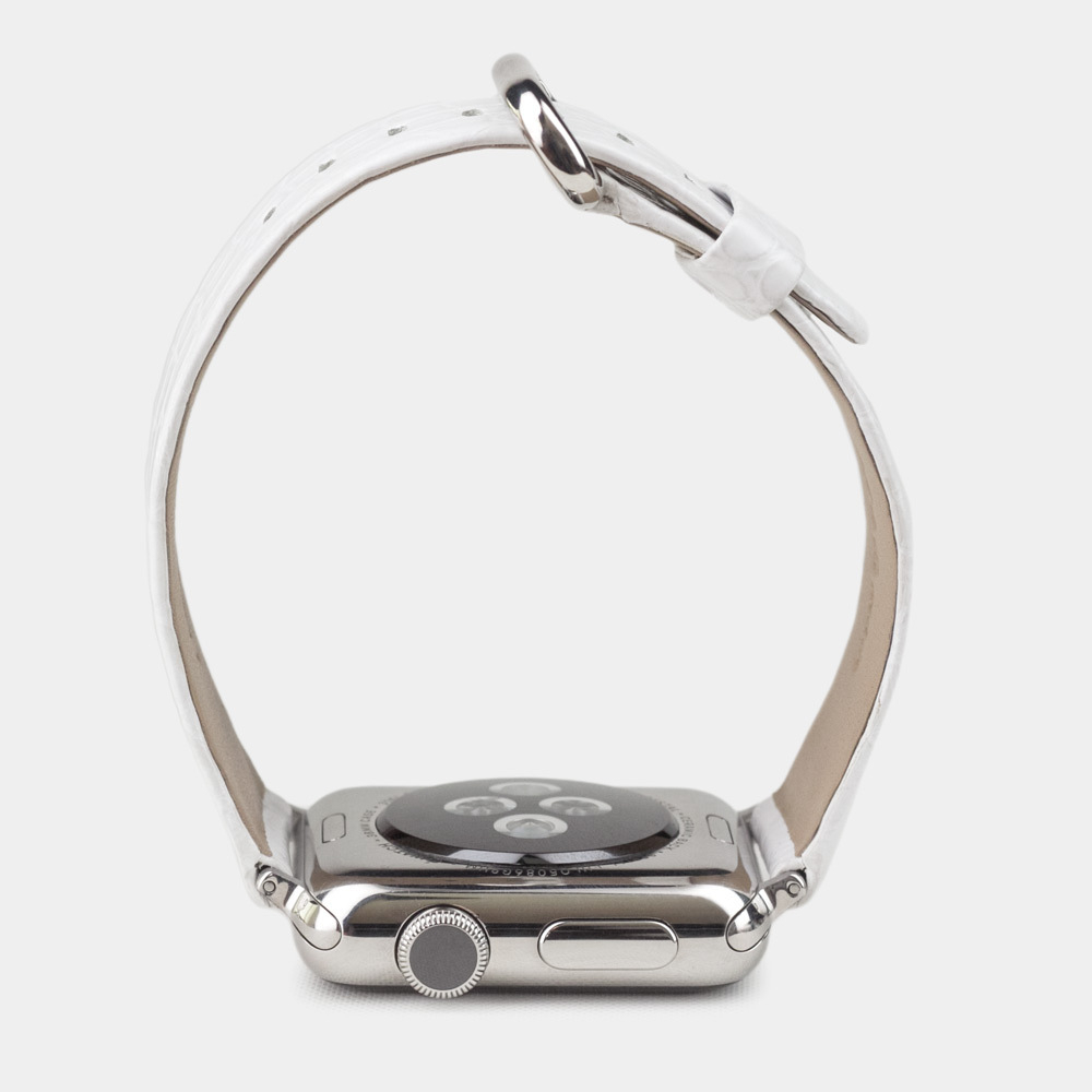 Ремешок для Apple Watch 40/41/42 mm из кожи аллигатора, белого цвета