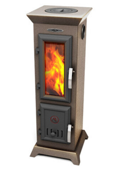 Печь-камин отопительно- варочная Статика Тетра Мини, черная бронза