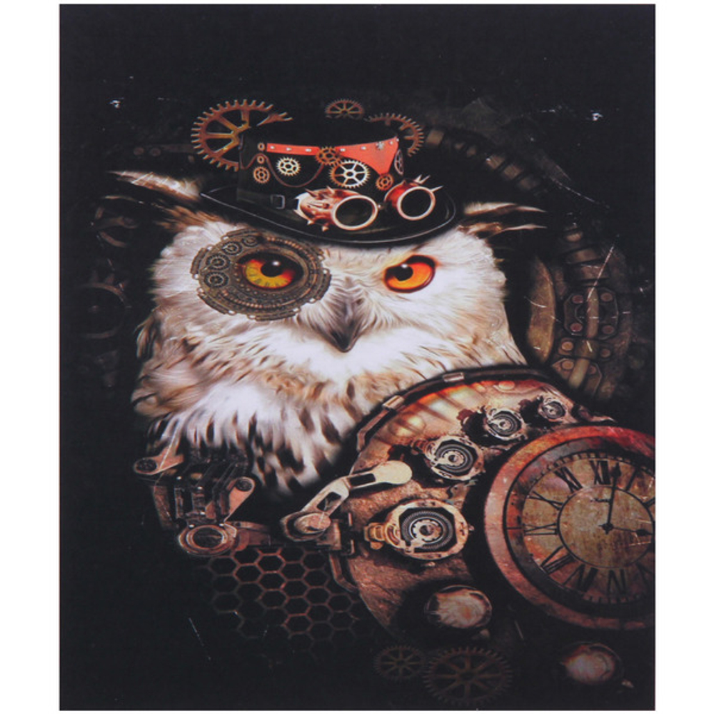Алмазная мозаика на подрамнике с полным заполнением «МИР ЯРКИХ КРАСОК», сова, 40*50см