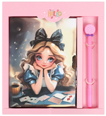 Блокнот 13,5*18 см 50л. с замком "Алиса в стране чудес" с ручкой (Darvish)