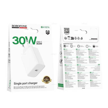 Сетевой адаптер питания BOROFONE BA107A PD 30W (белый)