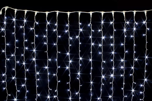 Светодиодный занавес с мерцающим диодом 2*3 м., 420 холодных белых LED ламп, белый провод, Winner Light (w.03.6W.420+)