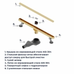 Душевой трап RGW SDR-51Gb 76215180-06 80 золото брашированное