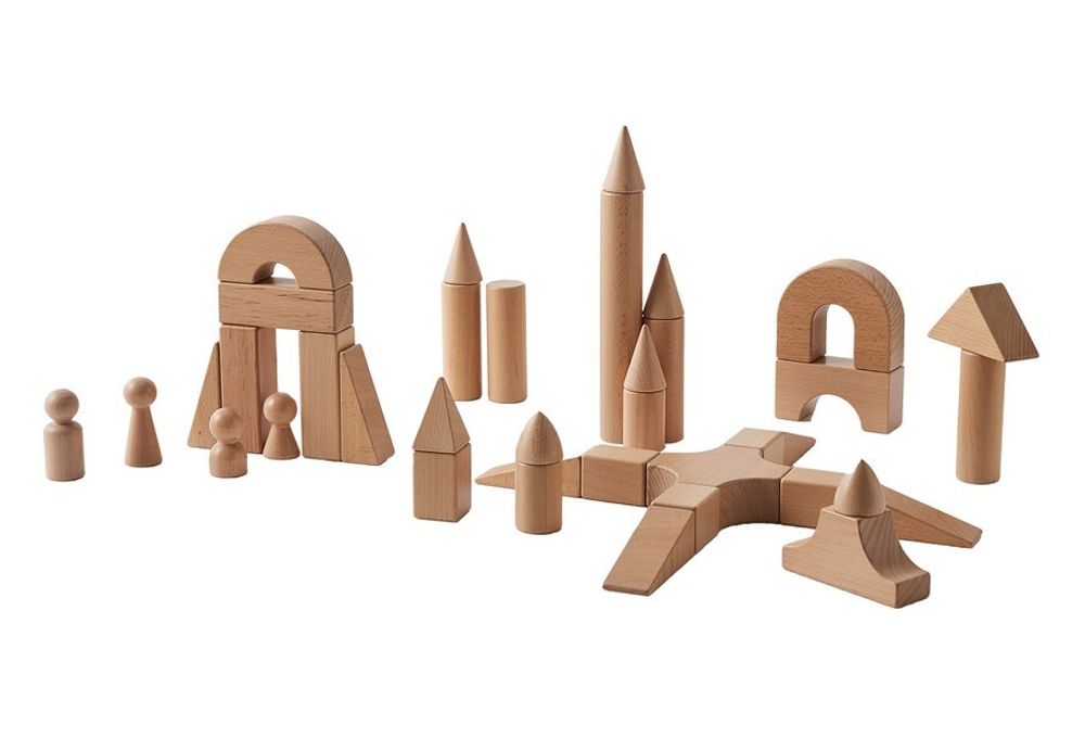 Строительные блоки из бука, 124 детали