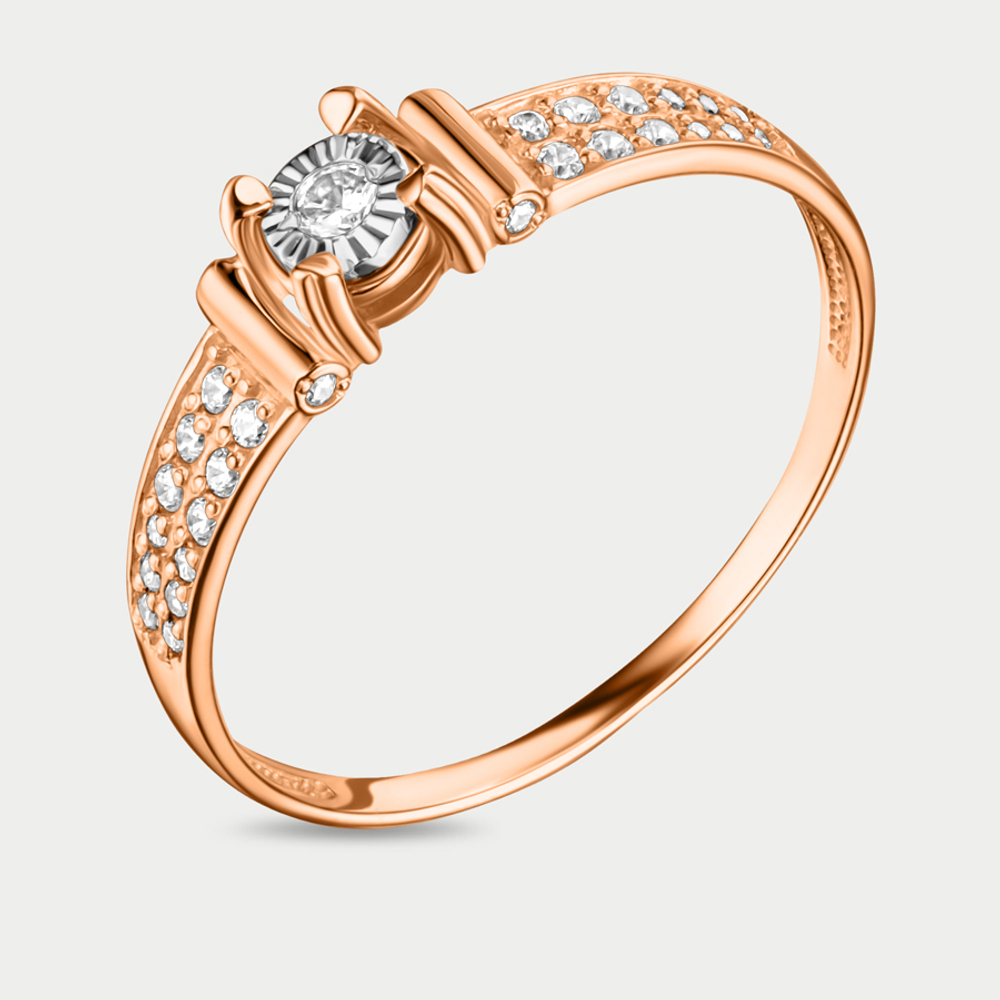 Кольцо женское из розового золота 585 пробы с фианитами (арт. К-7075)