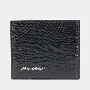 Картхолдер-визитница Carte из кожи ящерицы черного цвета