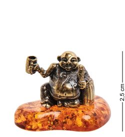 Народные промыслы AM-3122 Фигурка «Любитель пива» (латунь, янтарь)