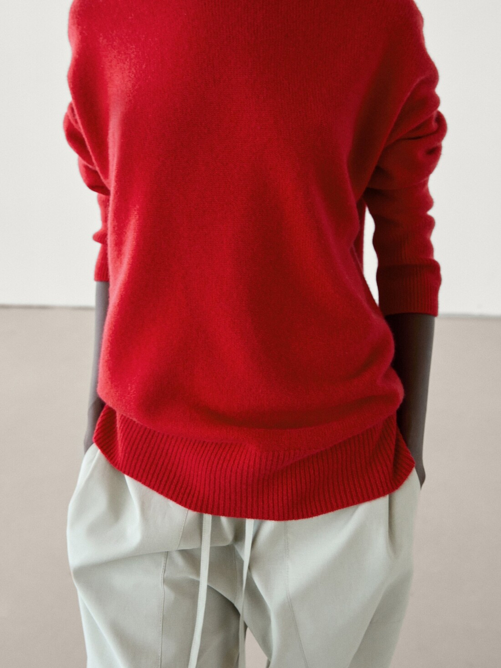 Massimo Dutti Свитер из 100% кашемира с круглым вырезом, красный