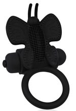 Черное эрекционное виброкольцо-бабочка (Цвет: черный)