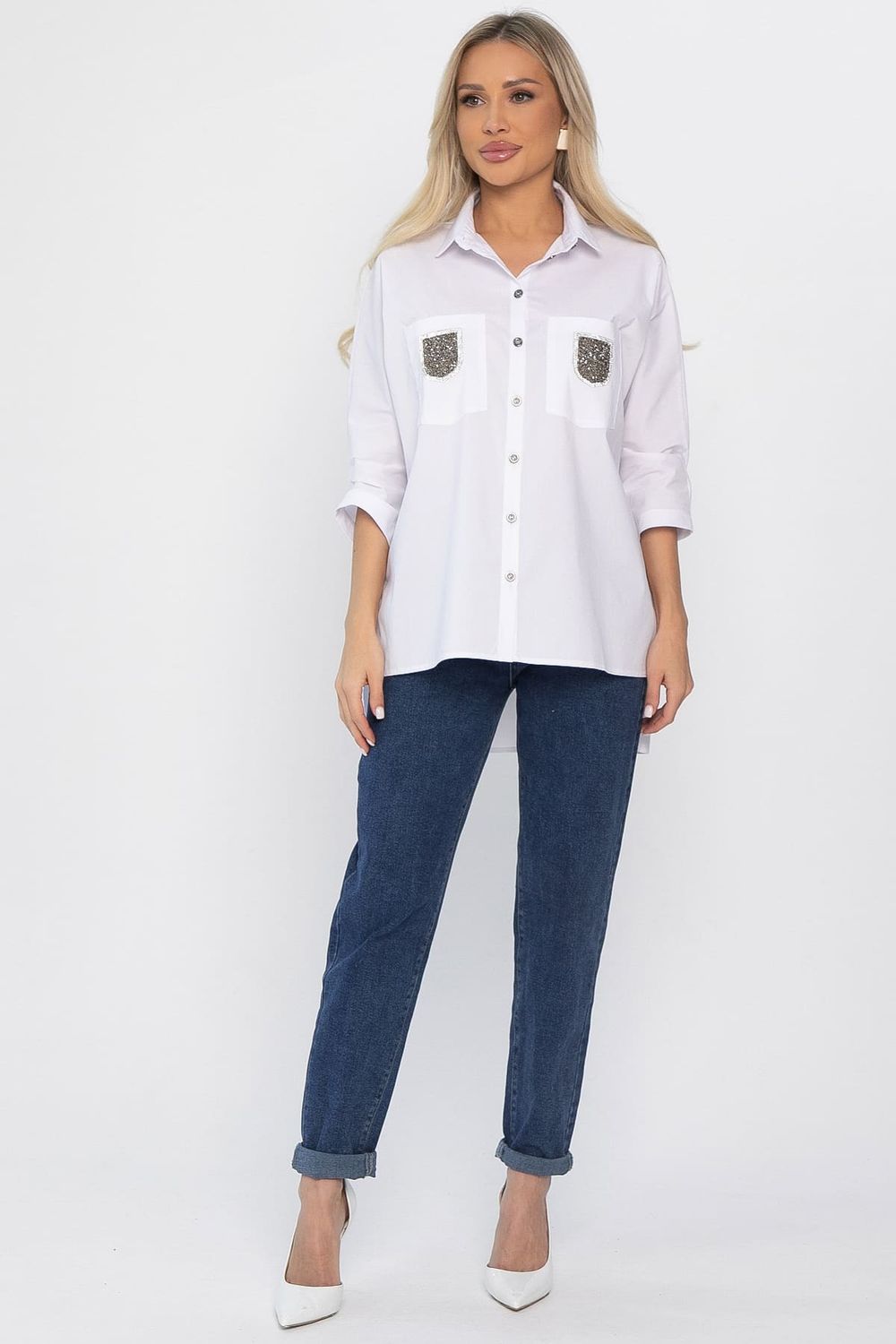 Рубашка хлопковая Аристократка НЬЮ (белая) Б14483-10М LT Collection