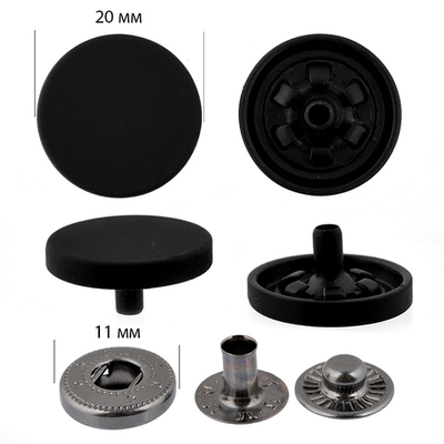 Кнопка установочная S-образная (Альфа), пр-во Китай, d 20 мм, чёрная резина