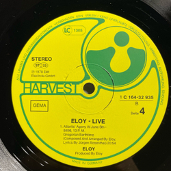 Винтажная виниловая пластинка LP Eloy Live (Германия 1978) Poseidon's Creation