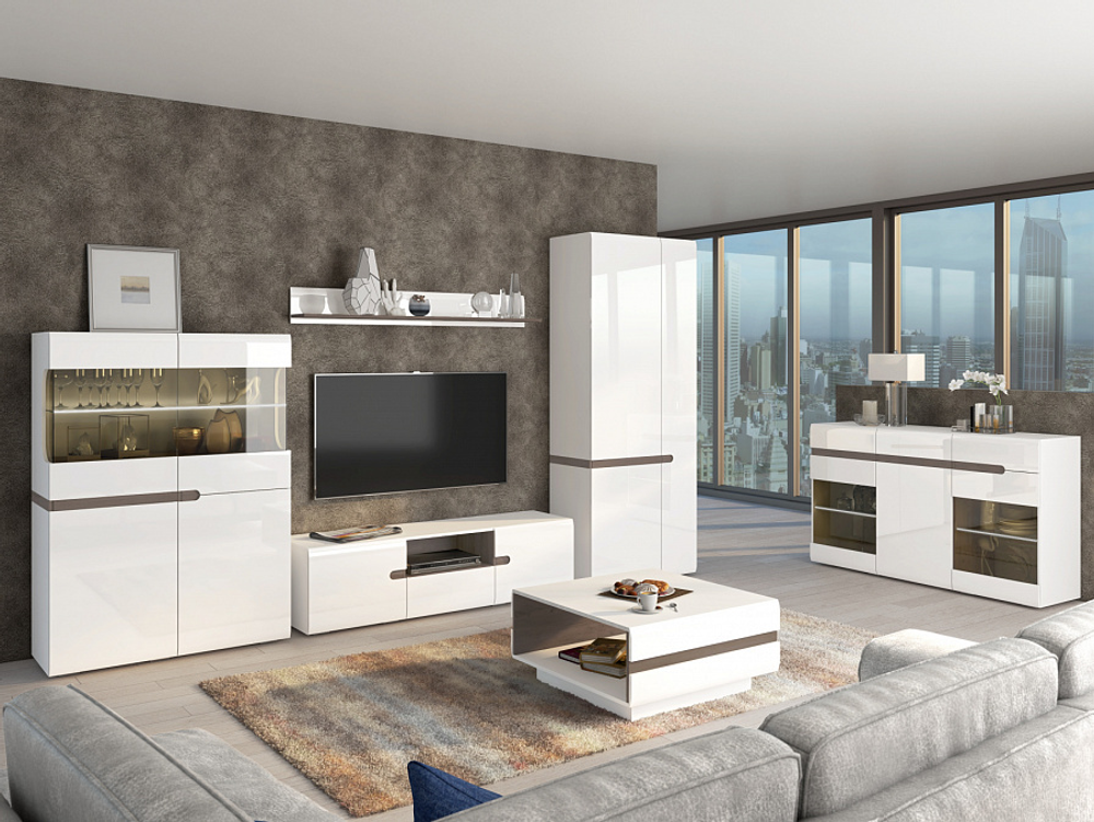 Полка навесная №1 Ультра белый/белый глянец