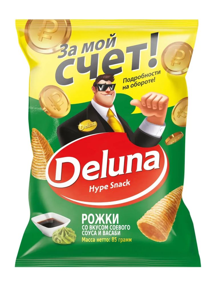 Кукурузные снеки Deluna Соевый соус и Васаби 85 г x 4 шт