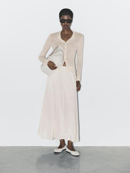 Massimo Dutti Легкий кардиган из 100% шерсти - STUDIO, лимонный