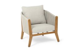 "Сидней" кресло плетеное из роупа, основание тик, каркас алюминий бежевый, роуп бежевый, ткань бежевая