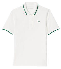 Женское поло Lacoste Pique Polo Shirt With Contrast Striped Collar - белый