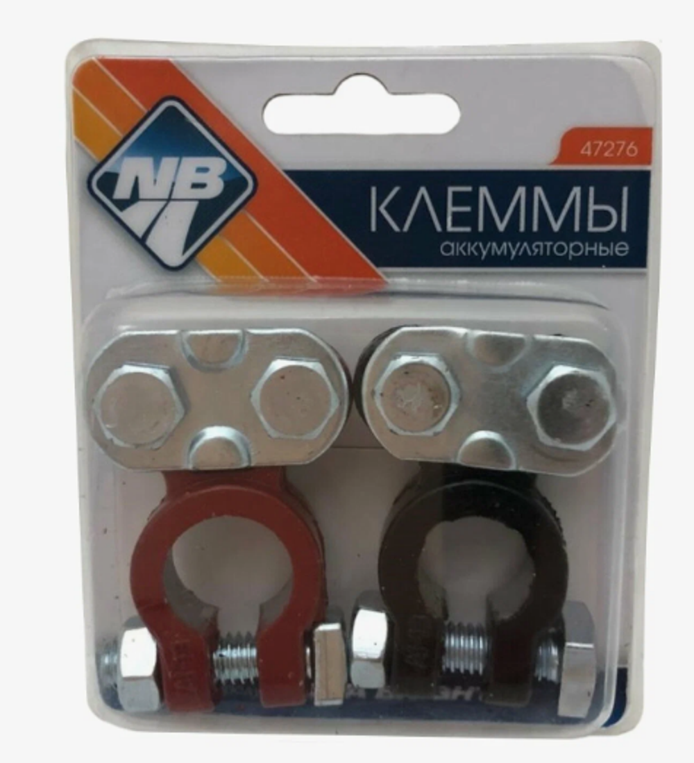 Клеммы АКБ  "+-"  красно-черные прямые Nova Bright 47276 к-т