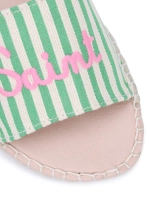 Шлепанцы жен. MC Saint Barth LUZ STRIPES 57 зеленая полоска лого розовым