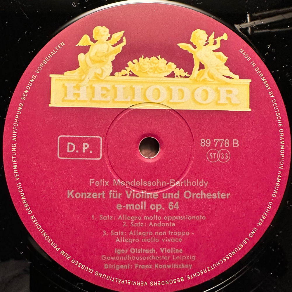 Моцарт -Концерт для скрипки № 5 ля мажор KV 219 / Мендельсон - Концерт для скрипки ми минор Op. 64 (Германия 1968г.)