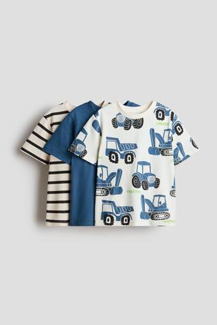 H&M Набор из 3 футболок с принтом, синий