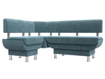 Диван кухонный угловой Альфа левый угол, Бирюзовый, Велюр, 116692L