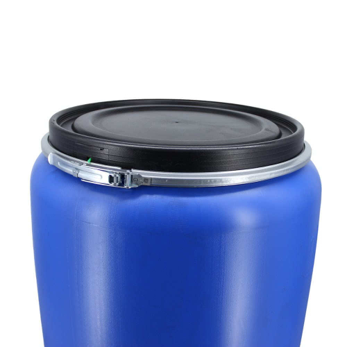 Бочка 227 л пластиковая (евробарабан) с крышкой и хомутом синяя г. Москва, 37979
