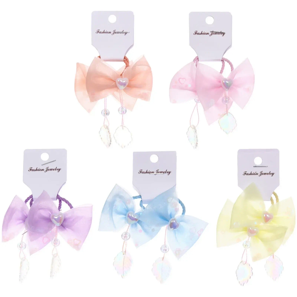 Резинки для волос детские 2шт «КОНФЕТКИ», сердечки, микс 5 цветов, d-3см