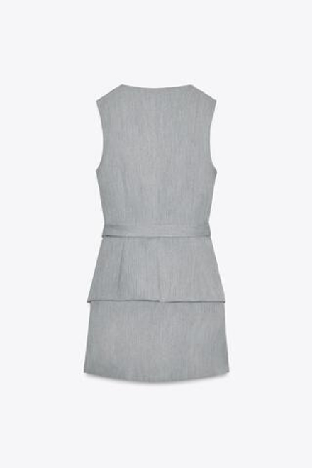 ZARA КОРОТКОЕ ПЛАТЬЕ ИЗ КРЕПА, СЕРЫЙ