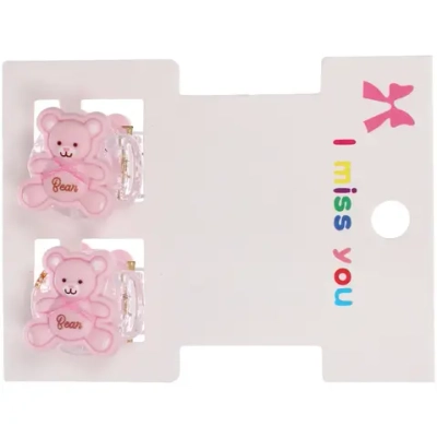 Заколки – крабы детские для волос 2шт на блистере «МАРЦИПАН», Мишутка, 1,2см