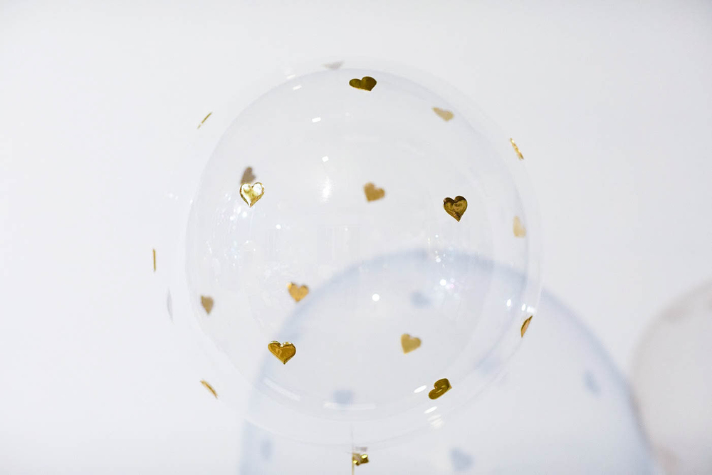 Баблс гелиевый с золотыми сердцами