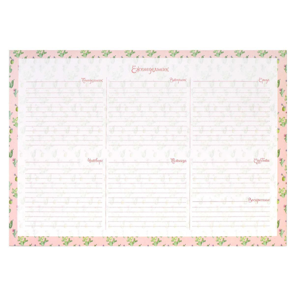 Планинг 297х210мм, 55л., клеевое скрепление "Цветущие кактусы" (Феникс+)