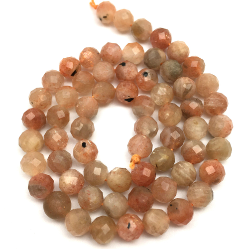 Солнечный камень граненый 6 мм, бусины - шарики