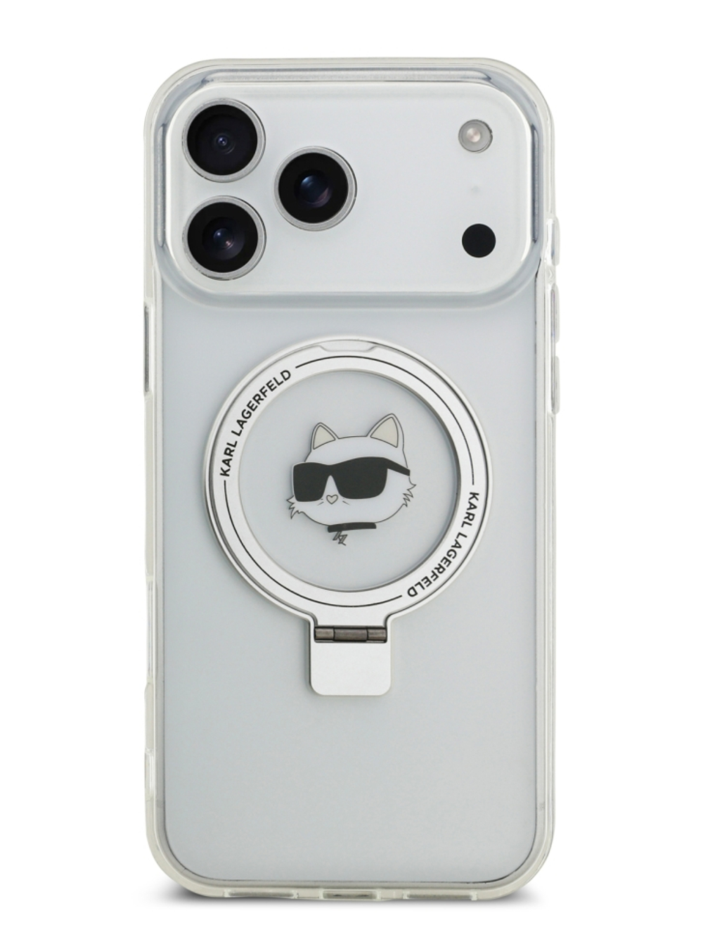 Lagerfeld для iPhone 17 Pro Max чехол IML + Ring stand NFT Choupette head Hard Transparent (MagSafe)