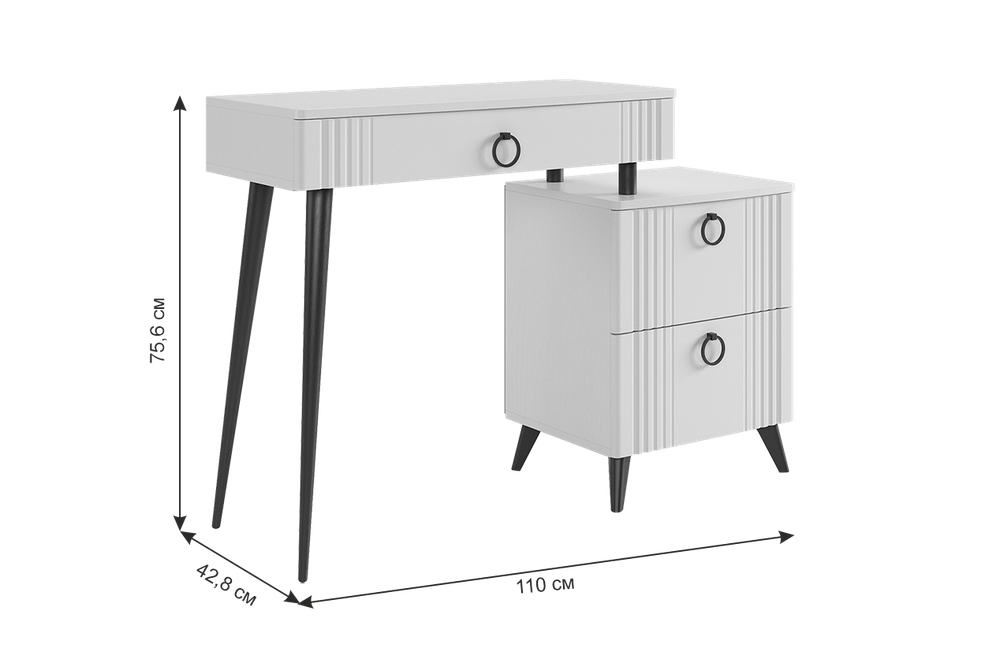 Туалетный столик "Ева" без зеркала (белое дерево/белый матовый)