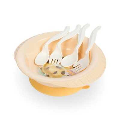 Тарелка детская с набором вилок и ложек Giraffix (ПБ)