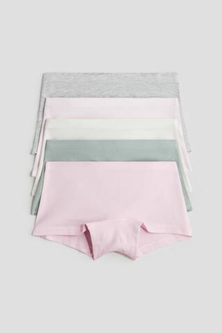 H&M Набор из пяти хлопковых трусиков, зеленый