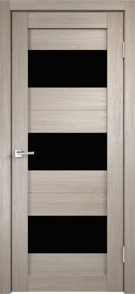 Дверное полотно Экошпон DUPLEX 5 900х2000 цвет Капучино стекло Лакобель черное